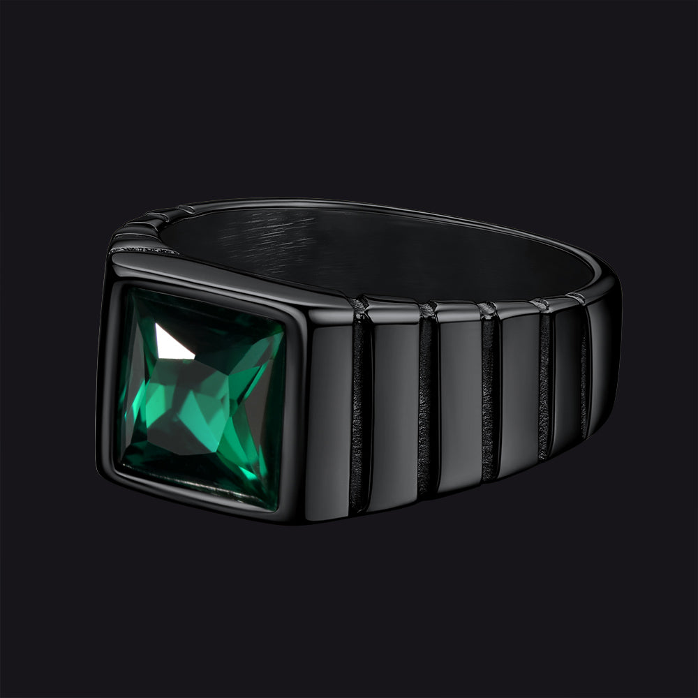 FaithHeart Birthstone Band Ring Gemstone Ring for Men FaithHeart
