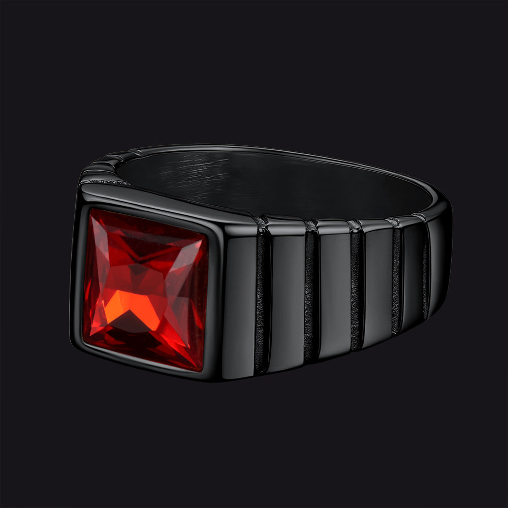 FaithHeart Birthstone Band Ring Gemstone Ring for Men FaithHeart