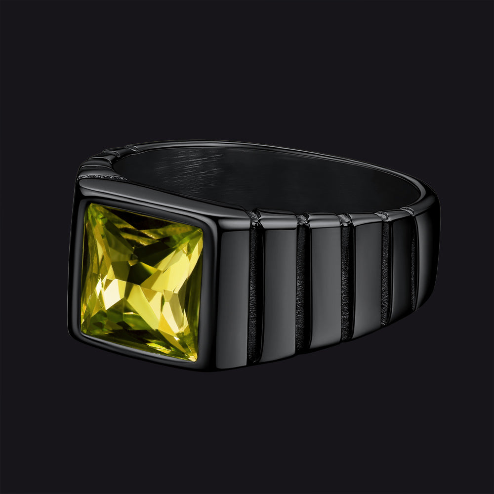 FaithHeart Birthstone Band Ring Gemstone Ring for Men FaithHeart