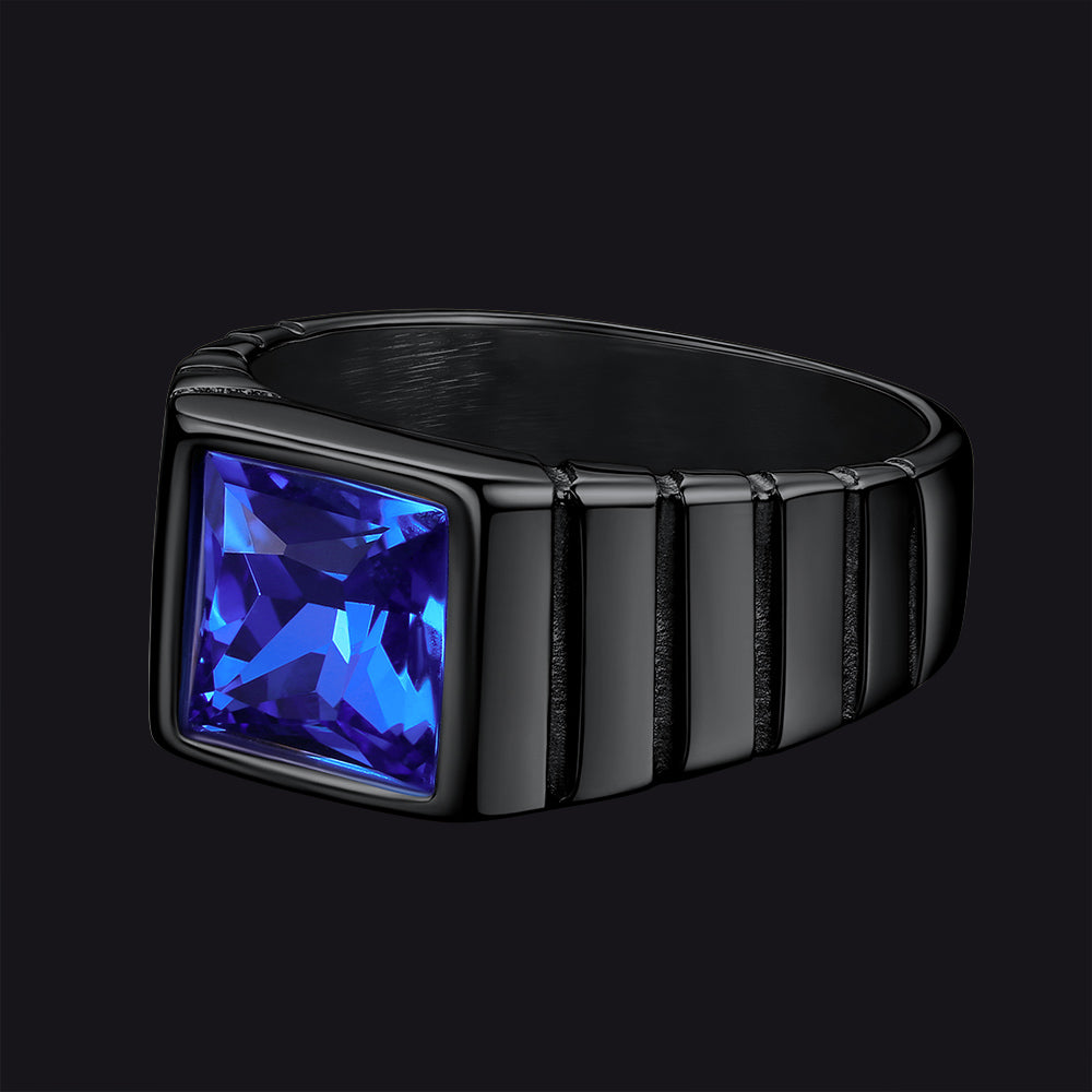 FaithHeart Birthstone Band Ring Gemstone Ring for Men FaithHeart