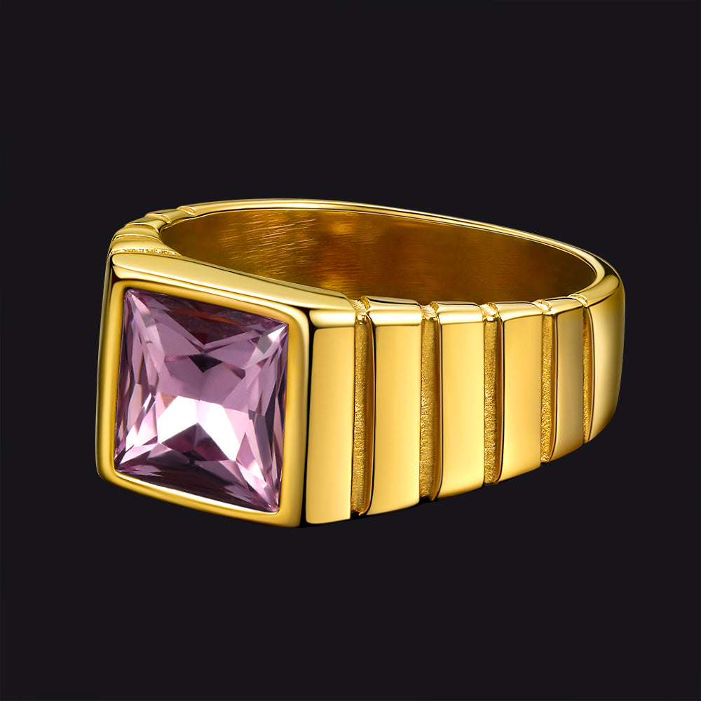 FaithHeart Birthstone Band Ring Gemstone Ring for Men FaithHeart