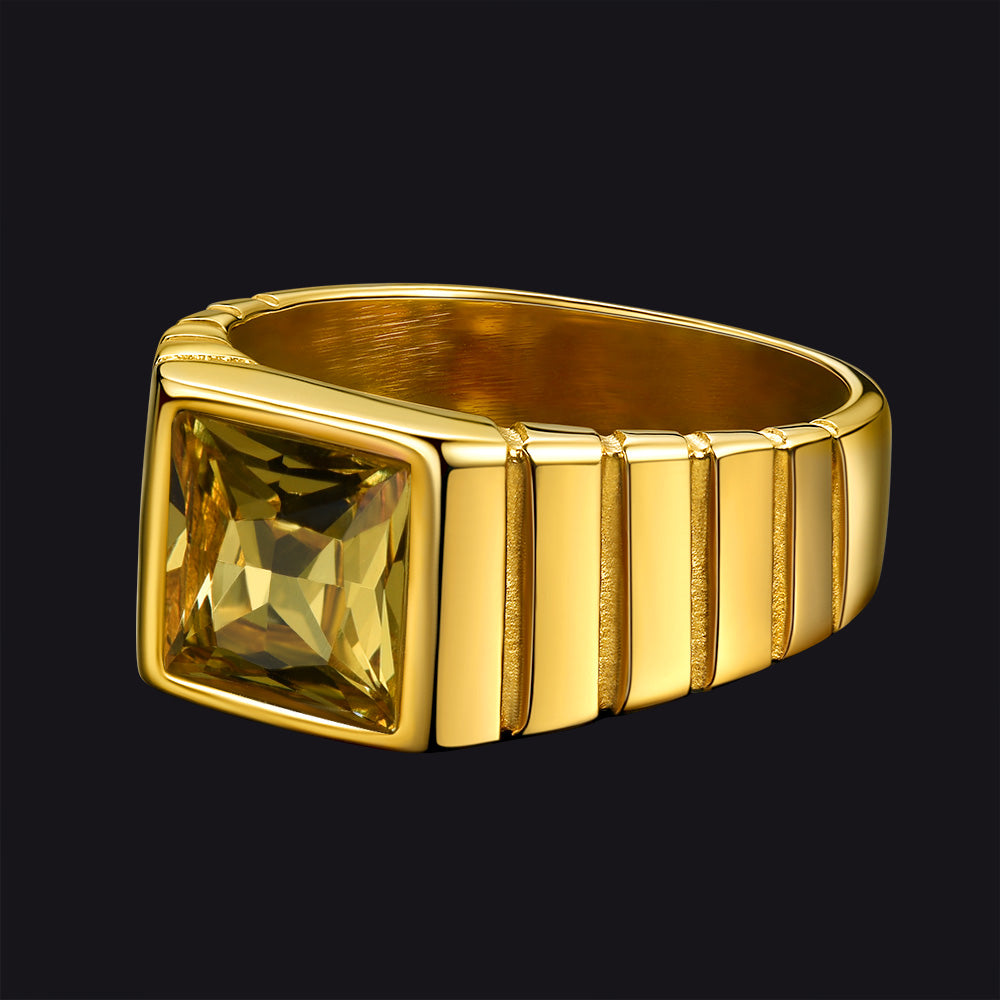 FaithHeart Birthstone Band Ring Gemstone Ring for Men FaithHeart