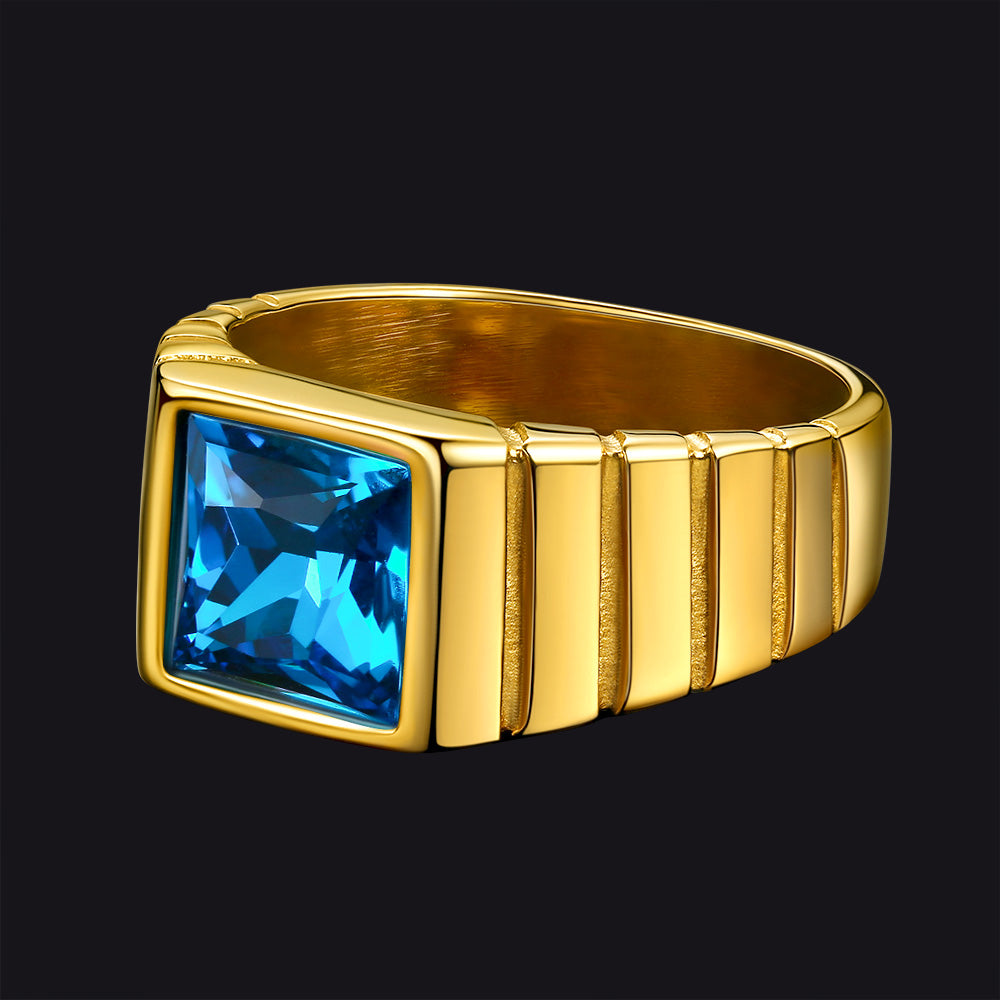FaithHeart Birthstone Band Ring Gemstone Ring for Men FaithHeart