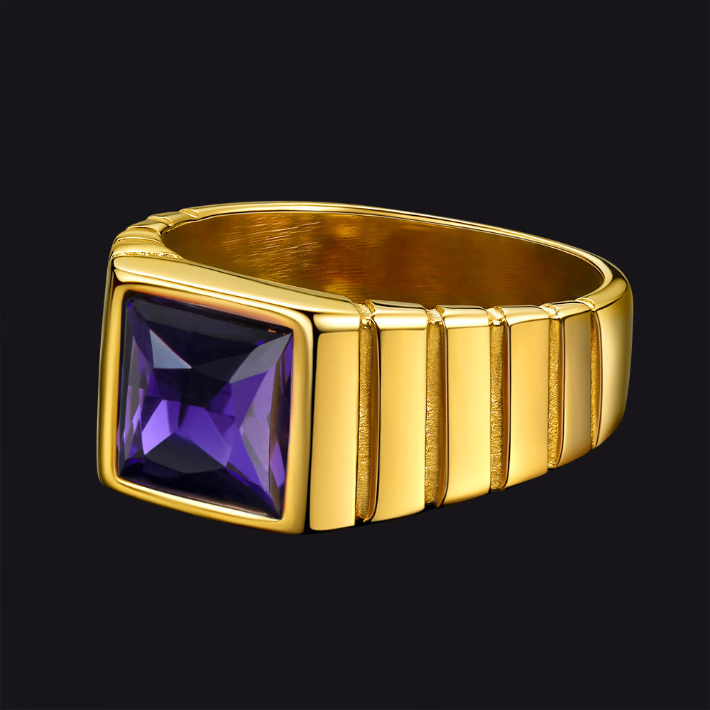 FaithHeart Birthstone Band Ring Gemstone Ring for Men FaithHeart