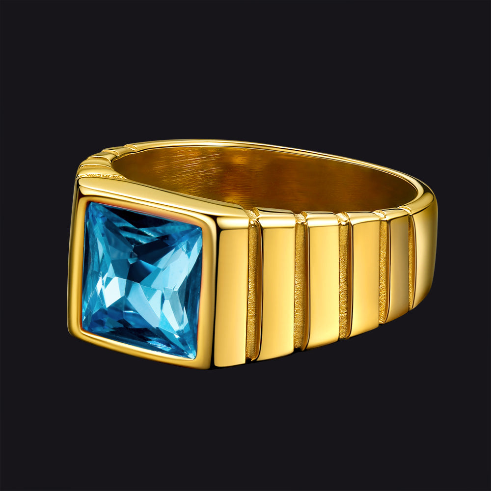 FaithHeart Birthstone Band Ring Gemstone Ring for Men FaithHeart