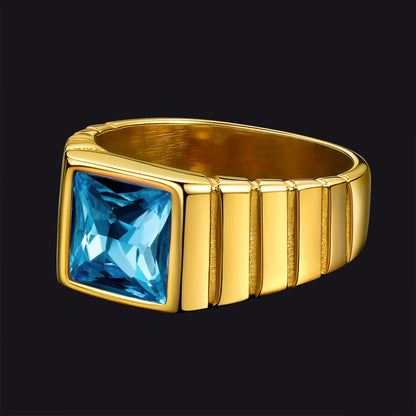 FaithHeart Birthstone Band Ring Gemstone Ring for Men FaithHeart