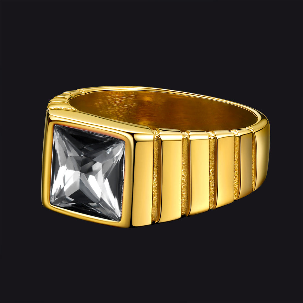 FaithHeart Birthstone Band Ring Gemstone Ring for Men FaithHeart
