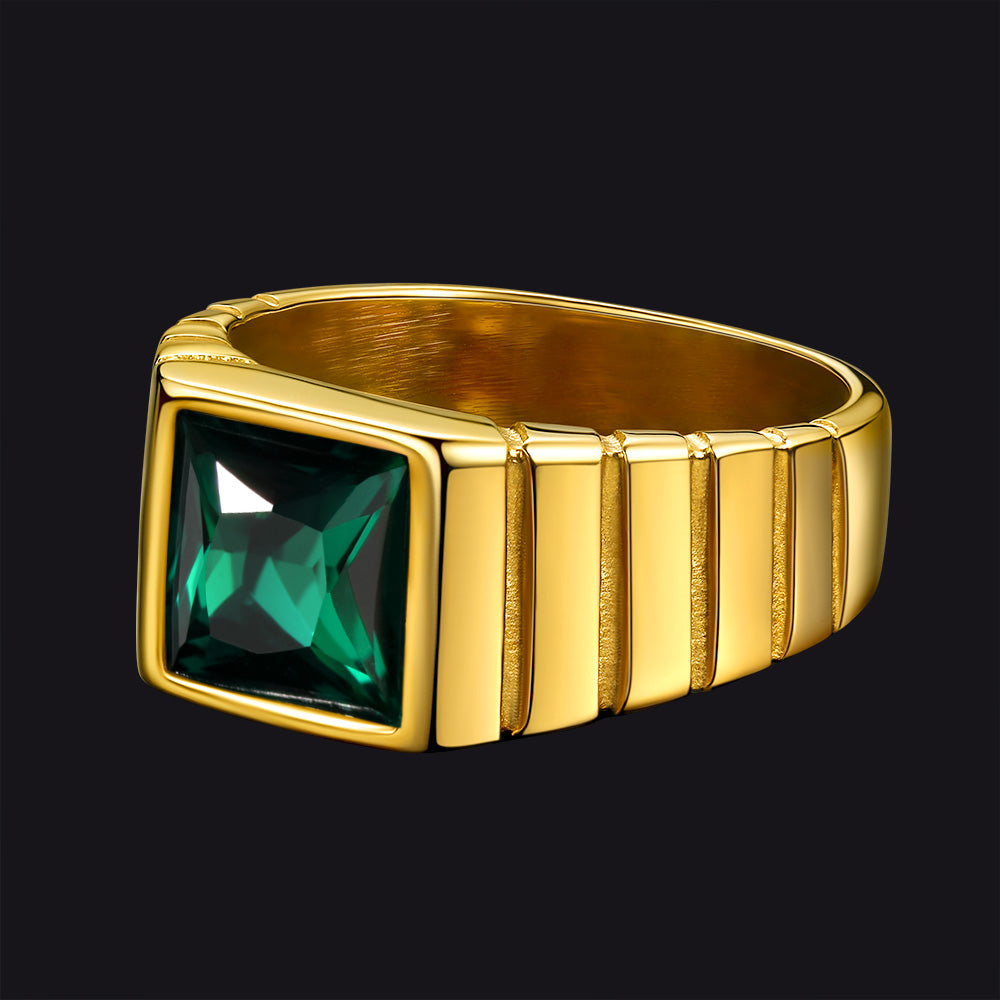 FaithHeart Birthstone Band Ring Gemstone Ring for Men FaithHeart