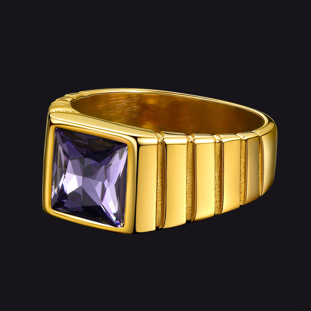 FaithHeart Birthstone Band Ring Gemstone Ring for Men FaithHeart