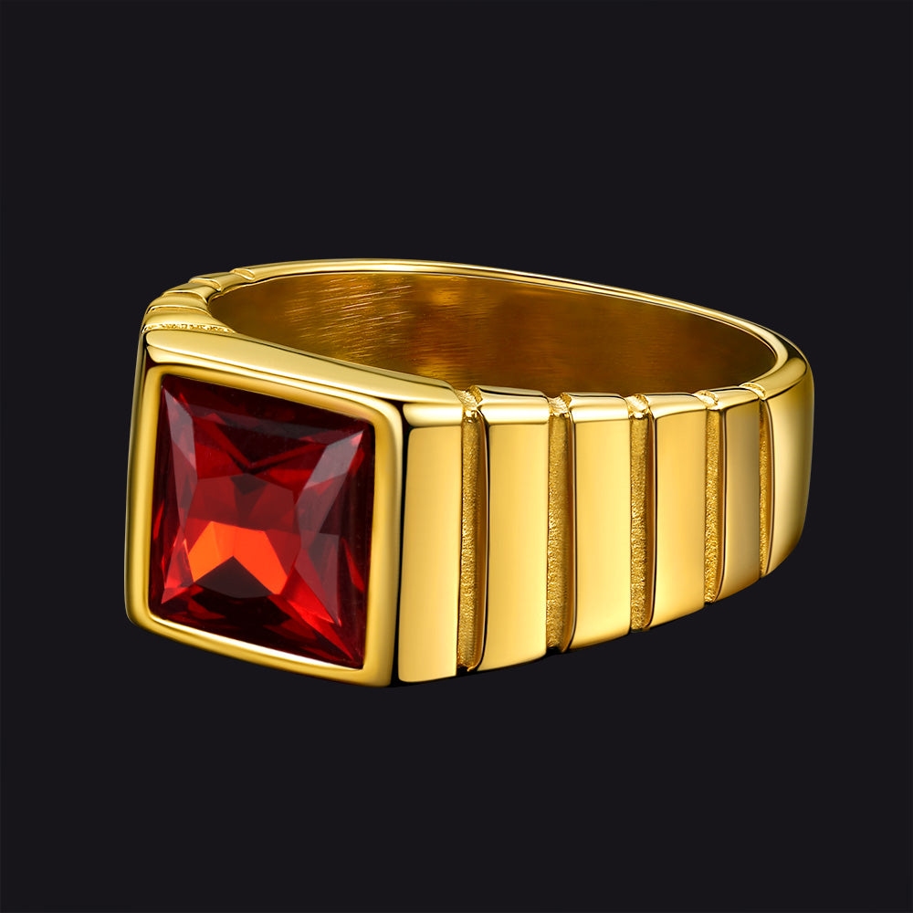 FaithHeart Birthstone Band Ring Gemstone Ring for Men FaithHeart