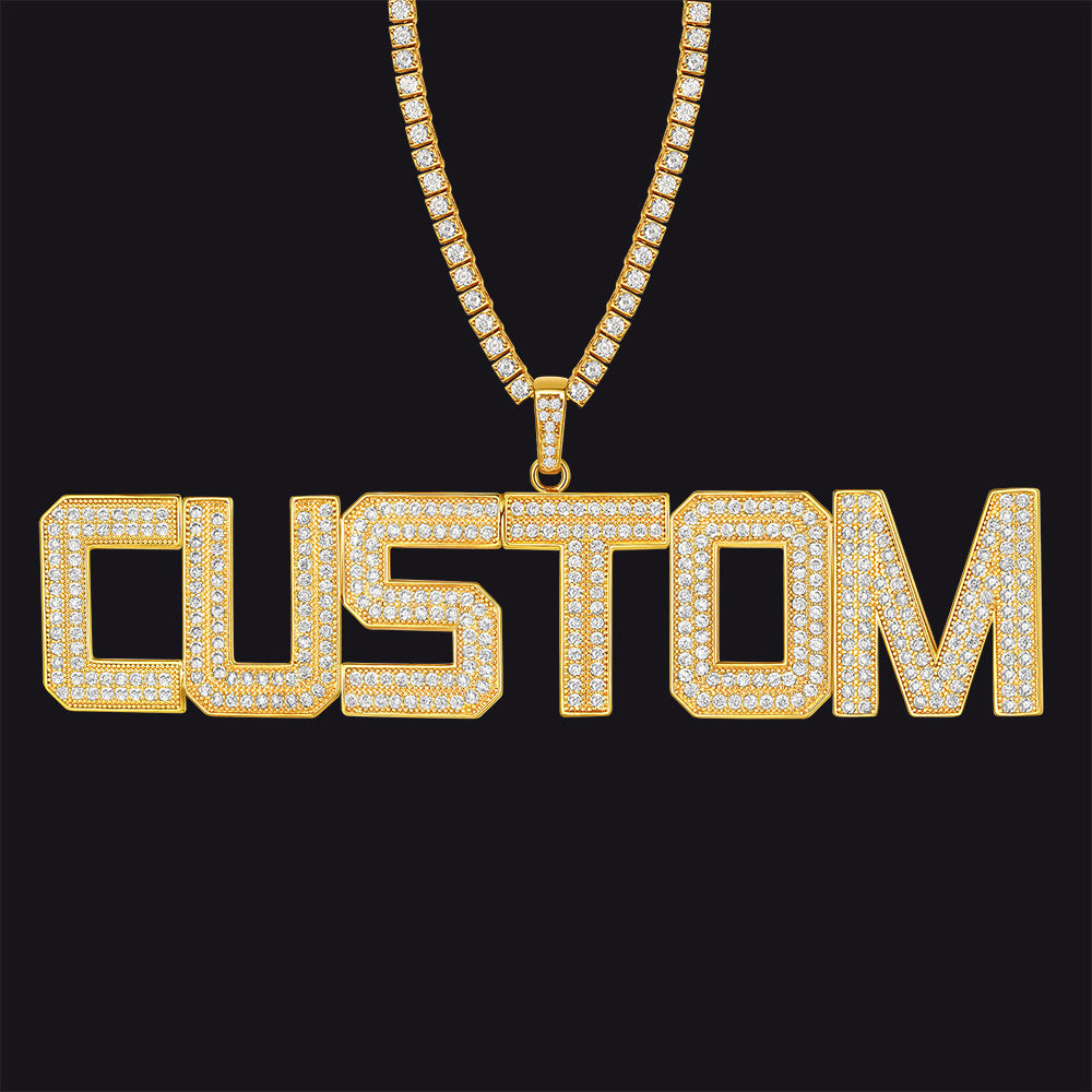 FaithHeart Bling Personalized Name Necklaces Cubic Zirconia Gold Plated Hip Hop Jewelry FaithHeart