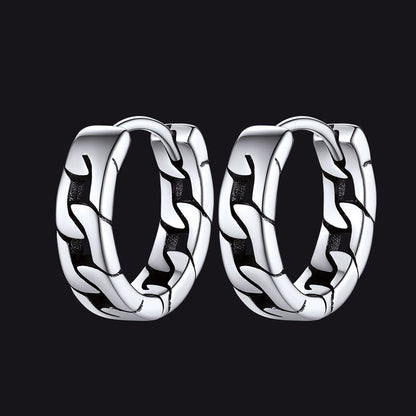 FaithHeart Chunky Chain Hoop Earrings in Sterling Silver For Men FaithHeart