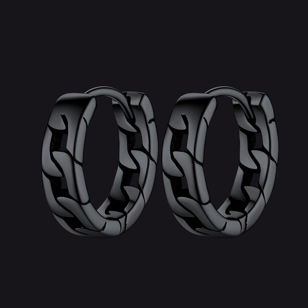 Chunky Cuban Chain Huggie Hoop Earrings