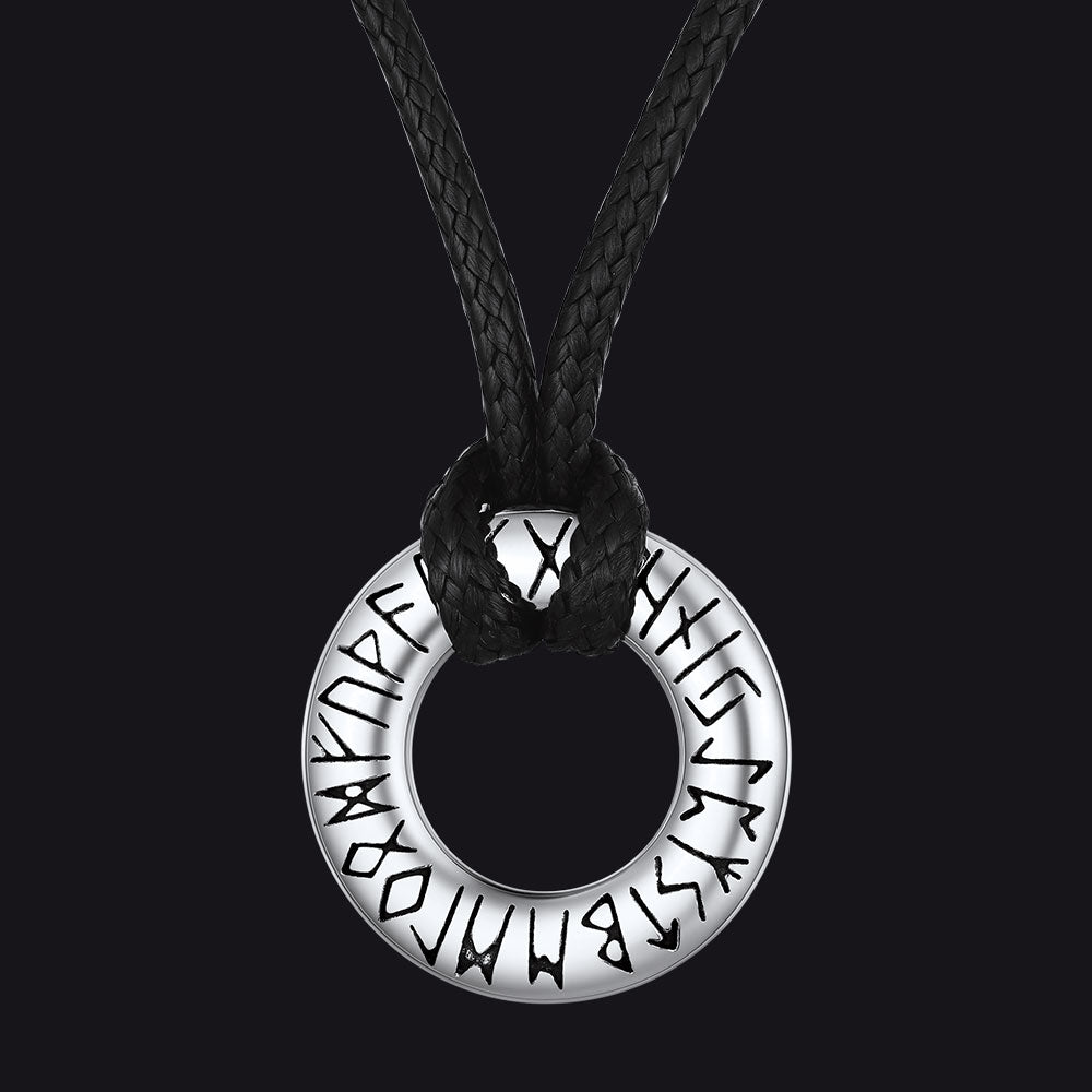 Norse Viking Rune Circle Chain Necklace
