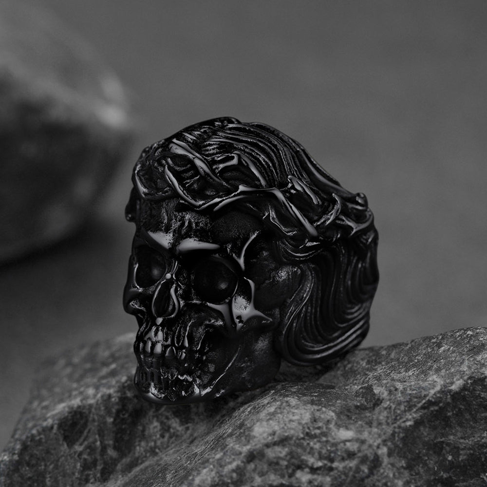 FaithHeart Crown of Thorns Skull Ring For Men Stainless Steel FaithHeart
