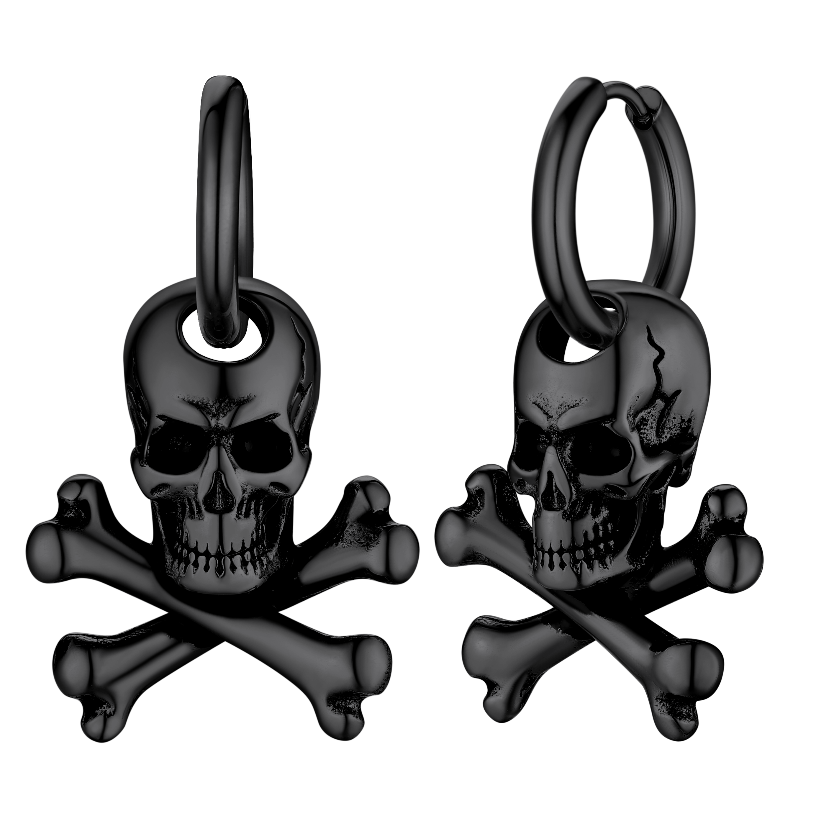 FaithHeart Punk Skull Bone Hoop Earrings for Men FaithHeart