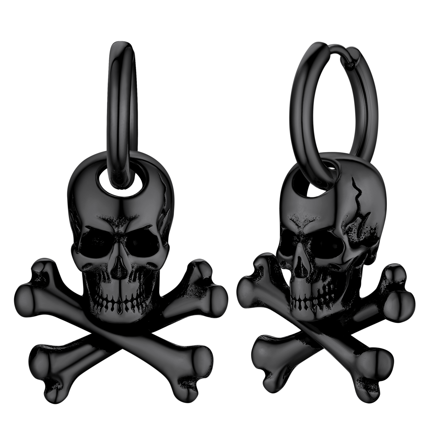 FaithHeart Punk Skull Bone Hoop Earrings for Men FaithHeart