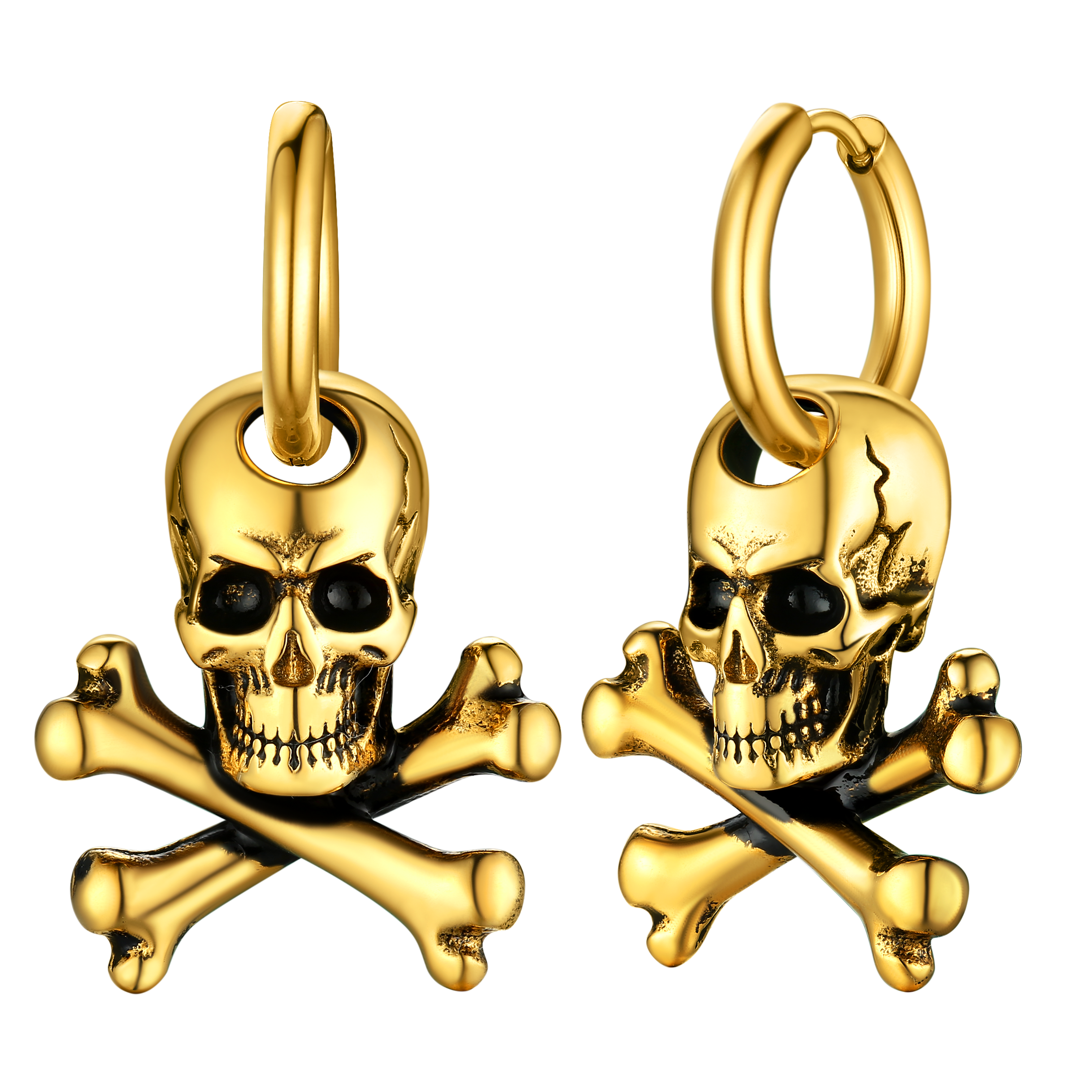 FaithHeart Punk Skull Bone Hoop Earrings for Men FaithHeart