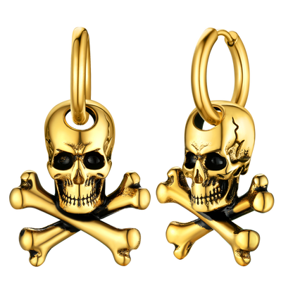 FaithHeart Punk Skull Bone Hoop Earrings for Men FaithHeart