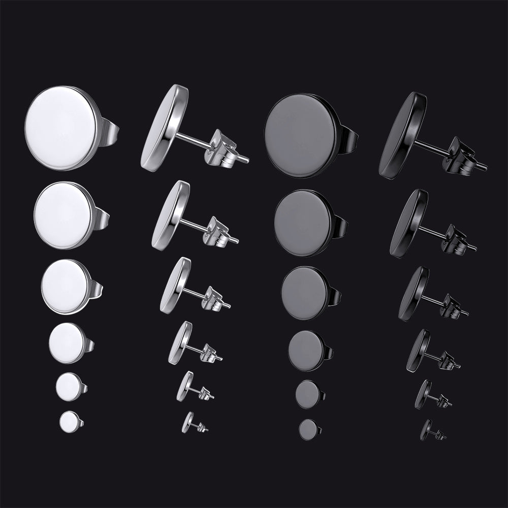 Punk Round Stud Earrings Set 12 Pairs
