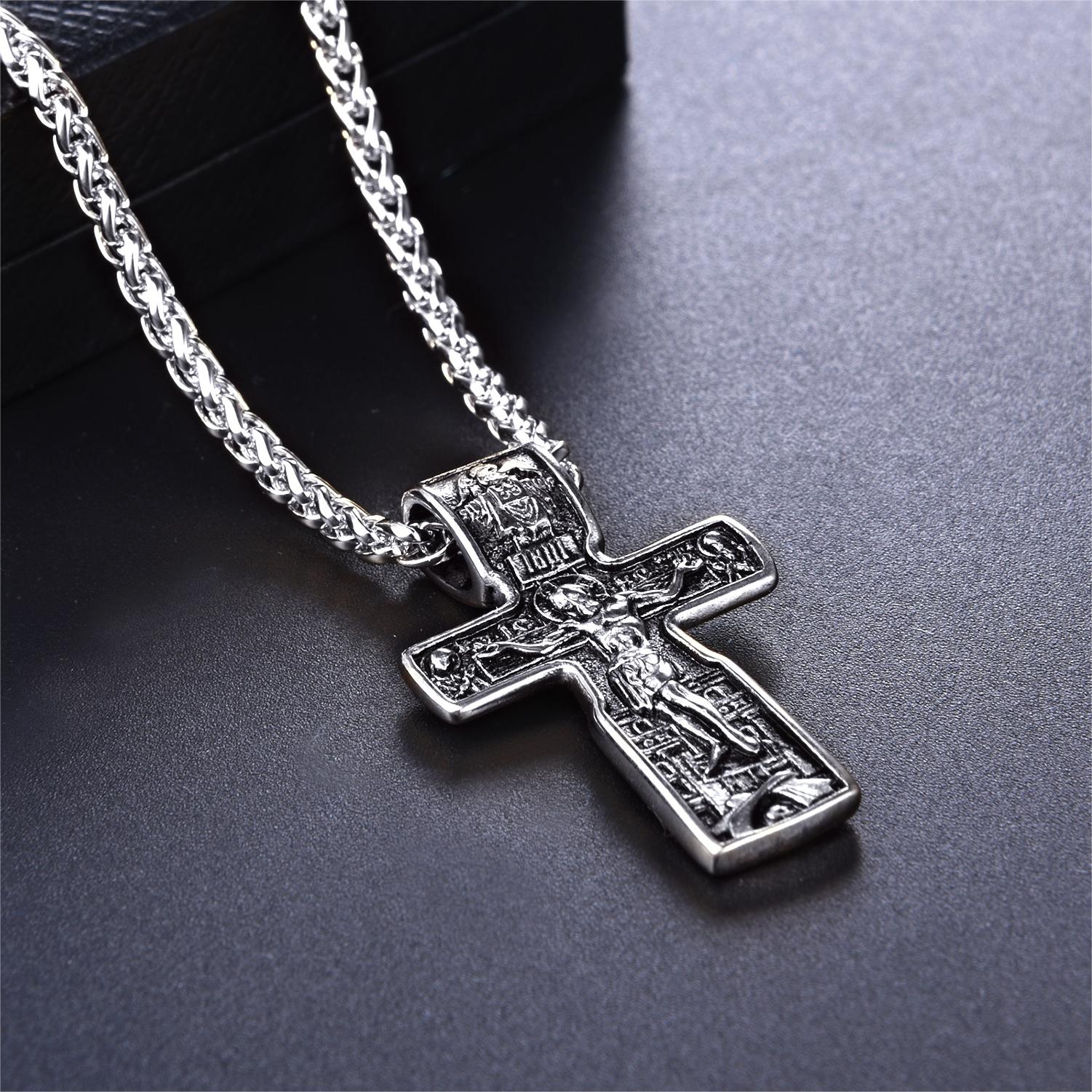 FaithHeart Vintage Orthodox Cross Necklace Crucifix Pendant for Men FaithHeart