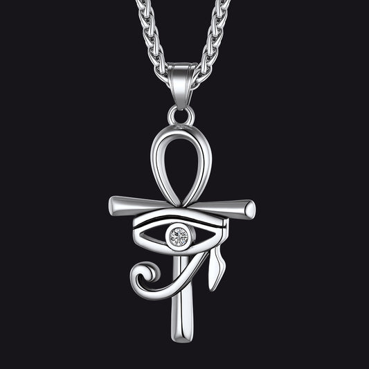 FaithHeart Egyptian Eye of Horus Ankh Cross Necklace Pendant For Men FaithHeartimg