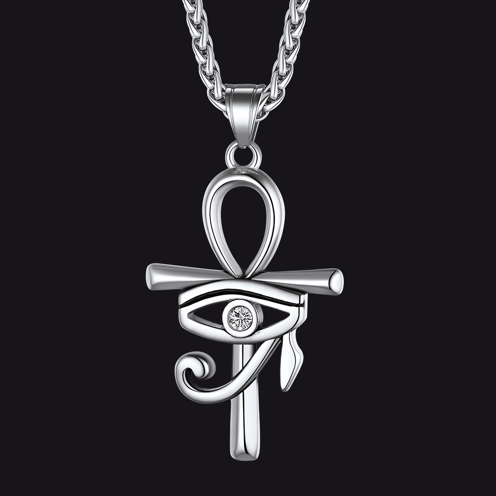 FaithHeart Egyptian Eye of Horus Ankh Cross Necklace Pendant For Men FaithHeartimg