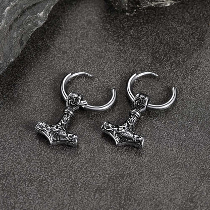 FaithHeart Viking Thor's Hammer Earrings Dangle Earrings For Men FaithHeart