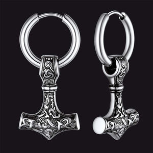FaithHeart Viking Thor's Hammer Earrings Dangle Earrings For Men FaithHeart