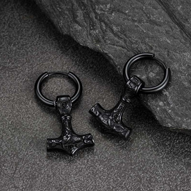 FaithHeart Viking Thor's Hammer Earrings Dangle Earrings For Men FaithHeart