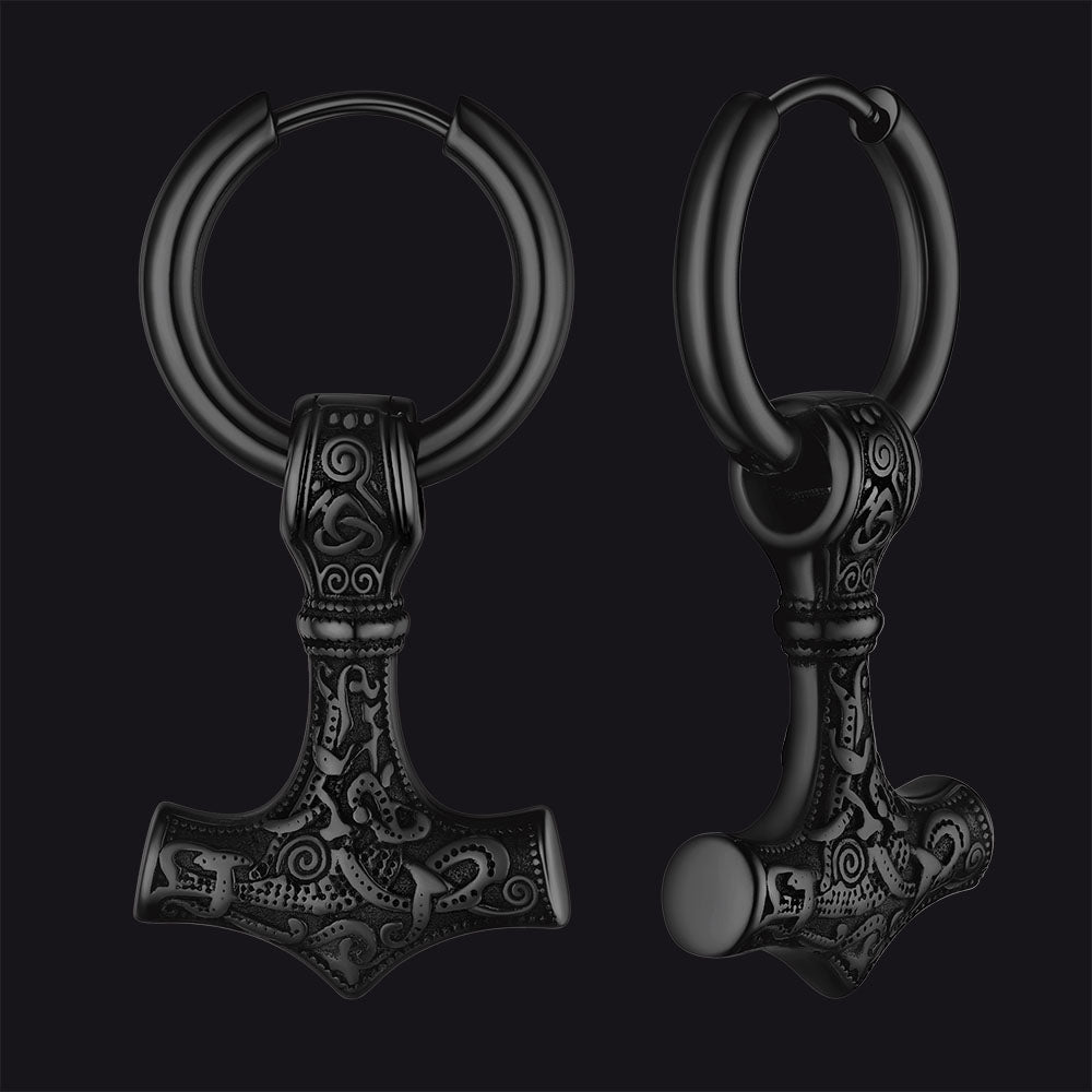 FaithHeart Viking Thor's Hammer Earrings Dangle Earrings For Men FaithHeart