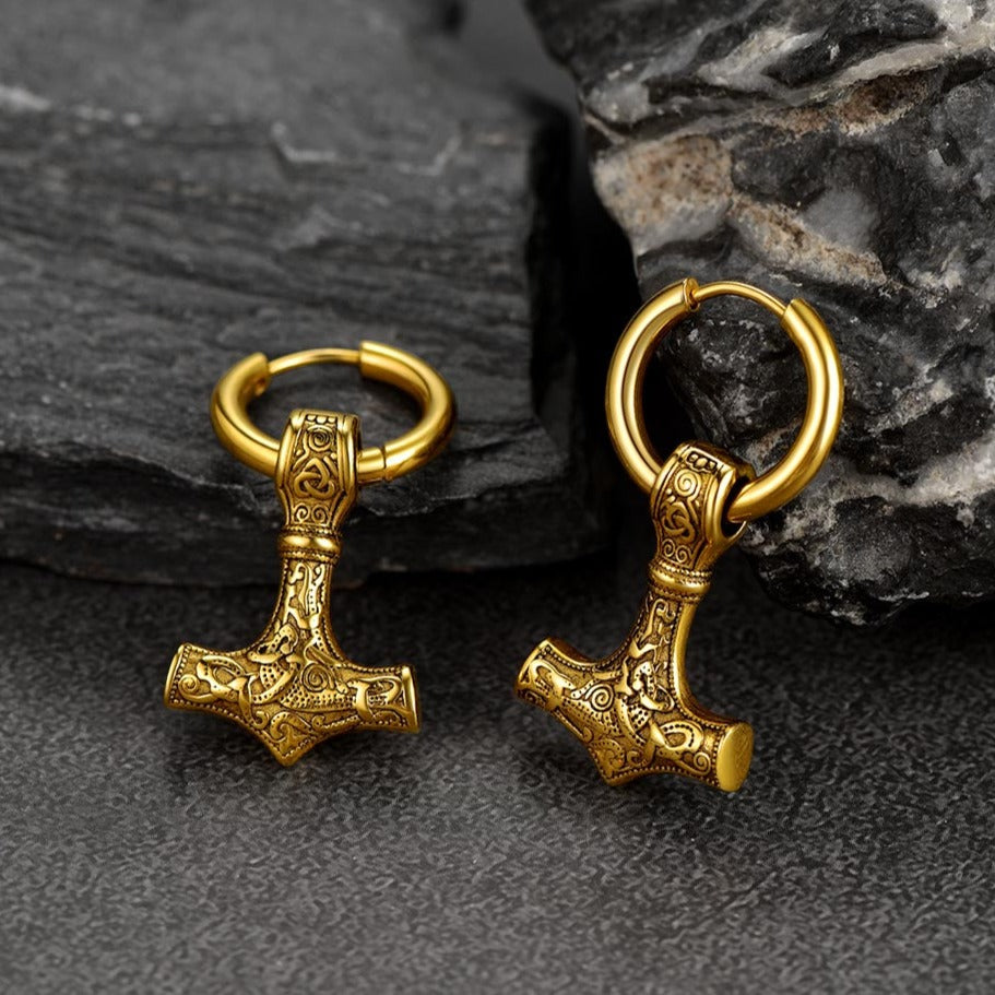 FaithHeart Viking Thor's Hammer Earrings Dangle Earrings For Men FaithHeart