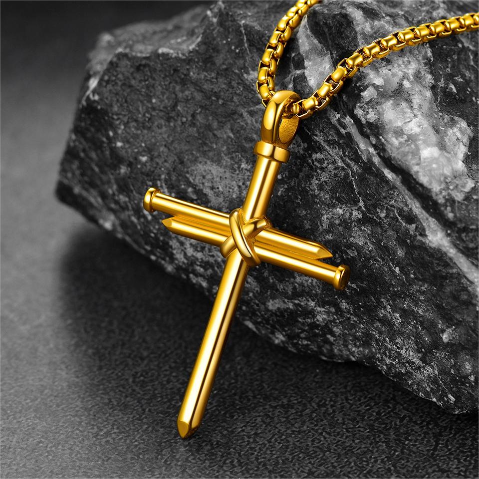 FaithHeart Christian Nail Cross Necklace For Men FaithHeart