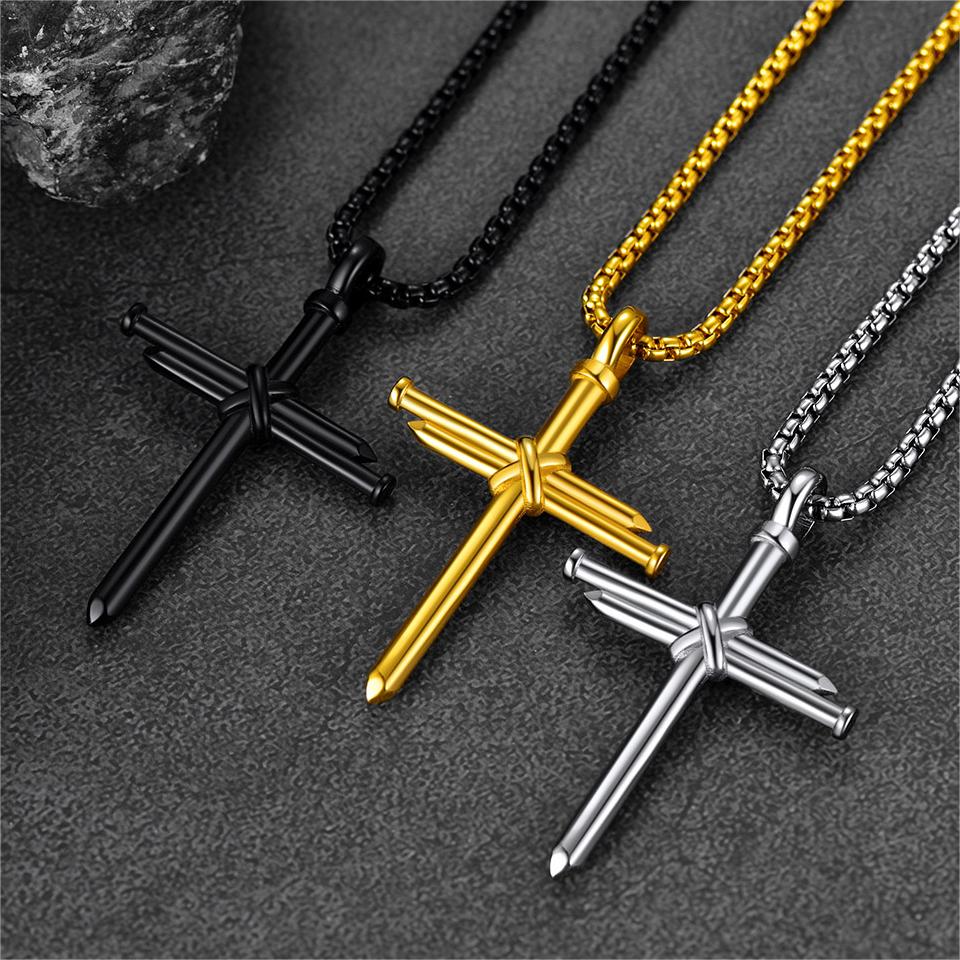 FaithHeart Christian Nail Cross Necklace For Men FaithHeart