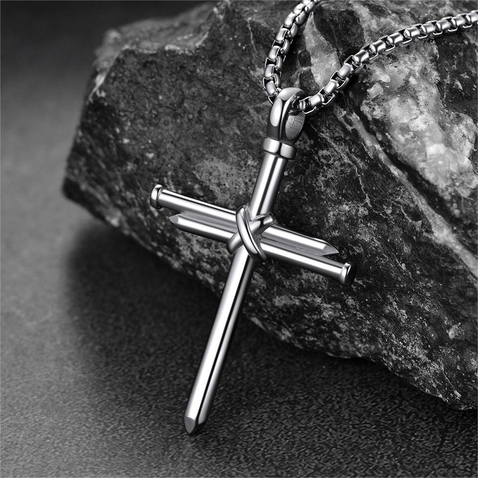 FaithHeart Christian Nail Cross Necklace For Men FaithHeart