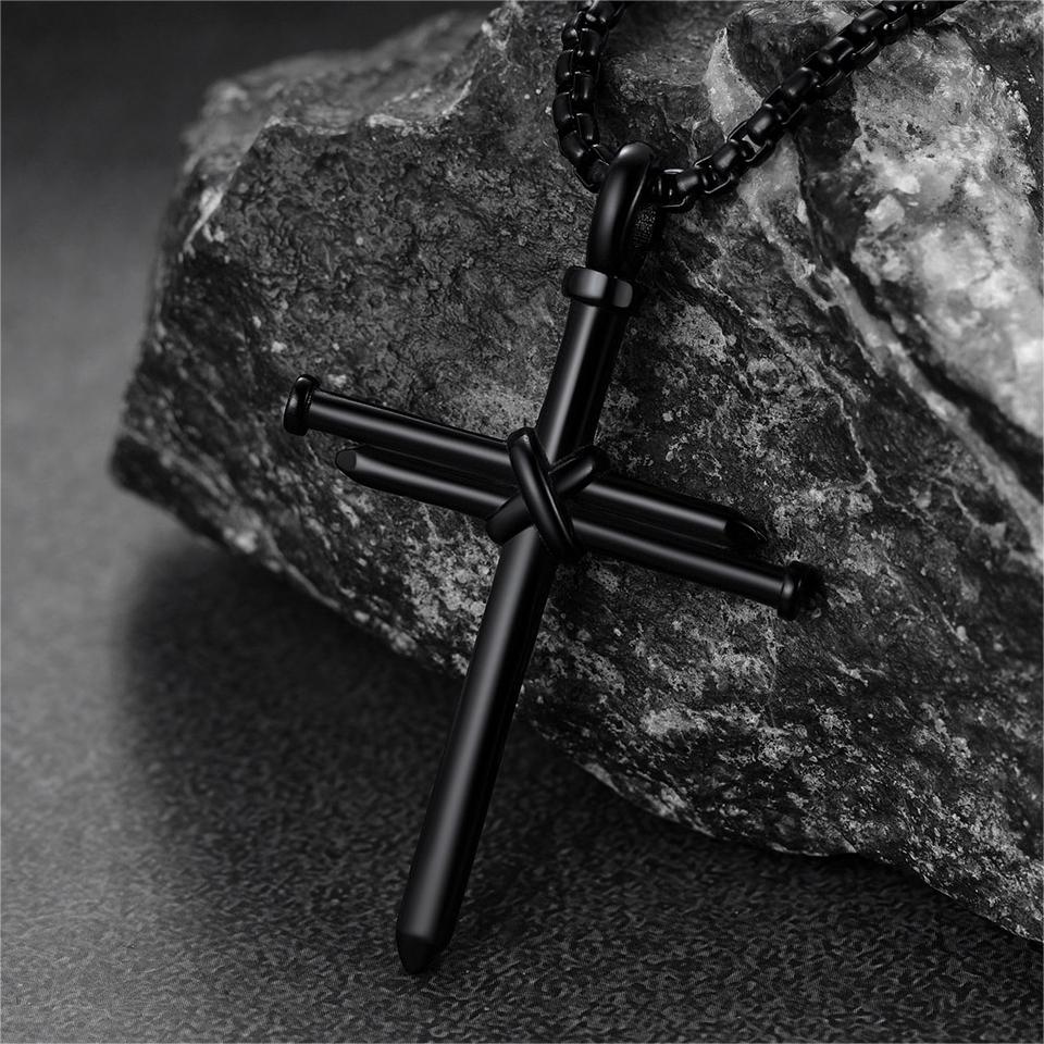 FaithHeart Christian Nail Cross Necklace For Men FaithHeart