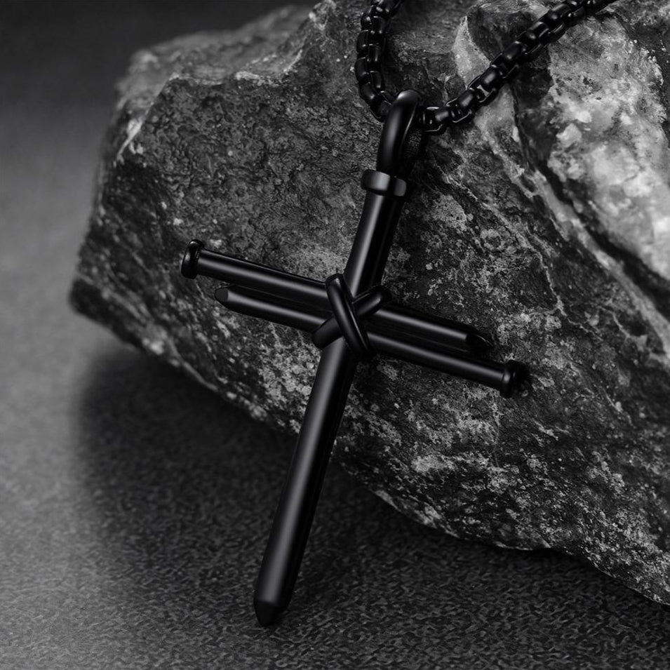 FaithHeart Christian Nail Cross Necklace For Men FaithHeart
