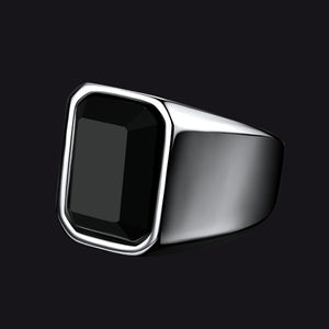 FaithHeart Black Onyx Stone Ring Signet Ring For Men FaithHeart