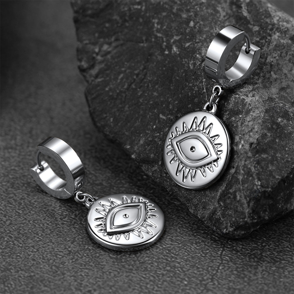 FaithHeart Evil Eye Hoop Dangle Earrings For Men FaithHeart