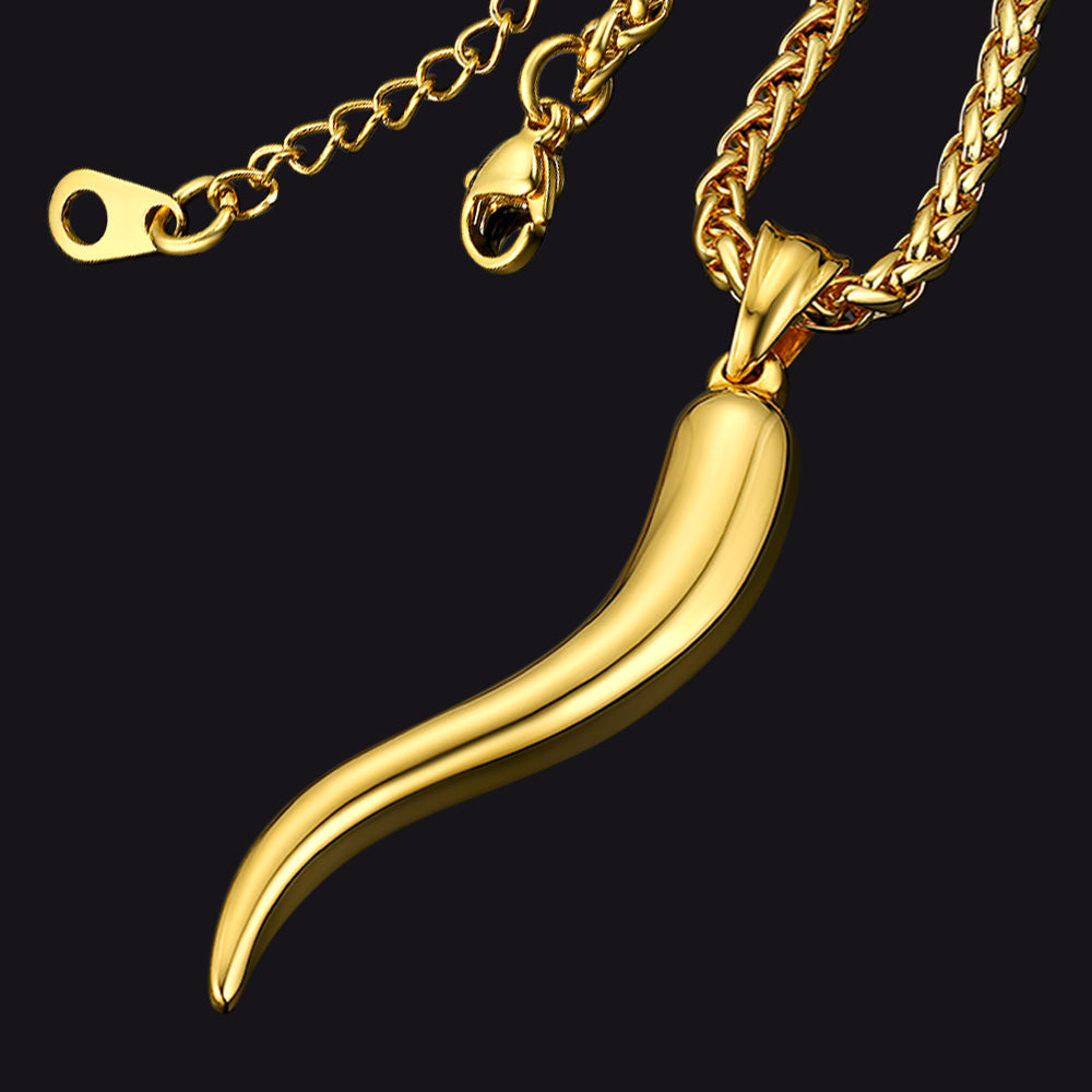 FaithHeart Italian Horn Necklace Pepper Pendant for Men FaithHeart