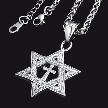 FaithHeart Jewish Star of David Cross Necklace For Men FaithHeart