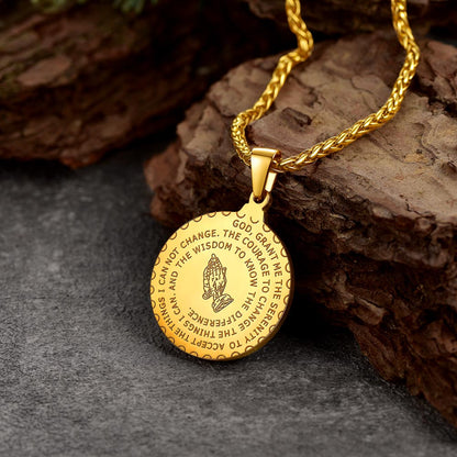 FaithHeart Custom Lords Praying Hands Coin Medal Necklace with Picture FaithHeart