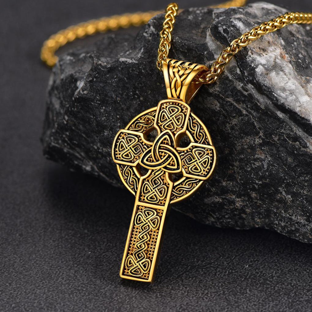FaithHeart Irish Celtic Knot Cross Necklace For Men FaithHeart