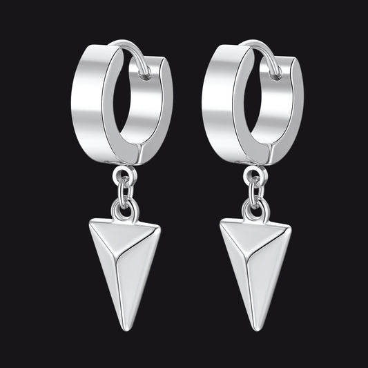 FaithHeart Triangle Dangle Earrings For Men Stainless Steel FaithHeart