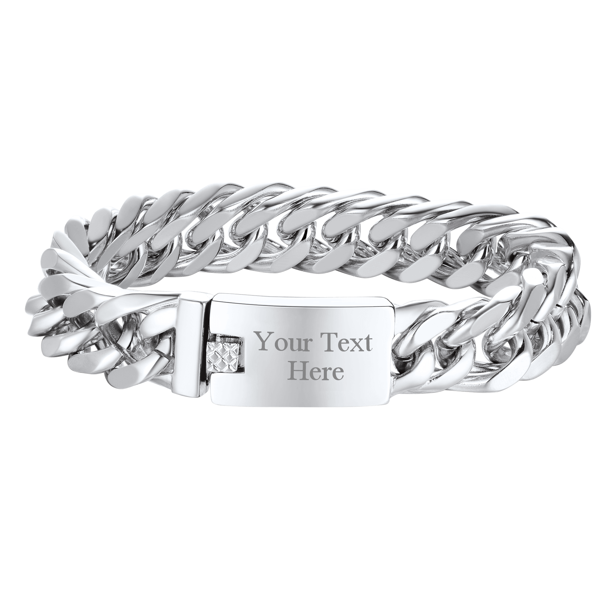 Custom ID Engraved Miami Cuban Link Chain Bracelet