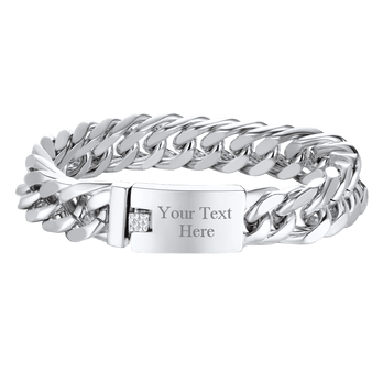 FaithHeart Custom ID Miami Cuban Link Chain Bracelet For Men FaithHeart