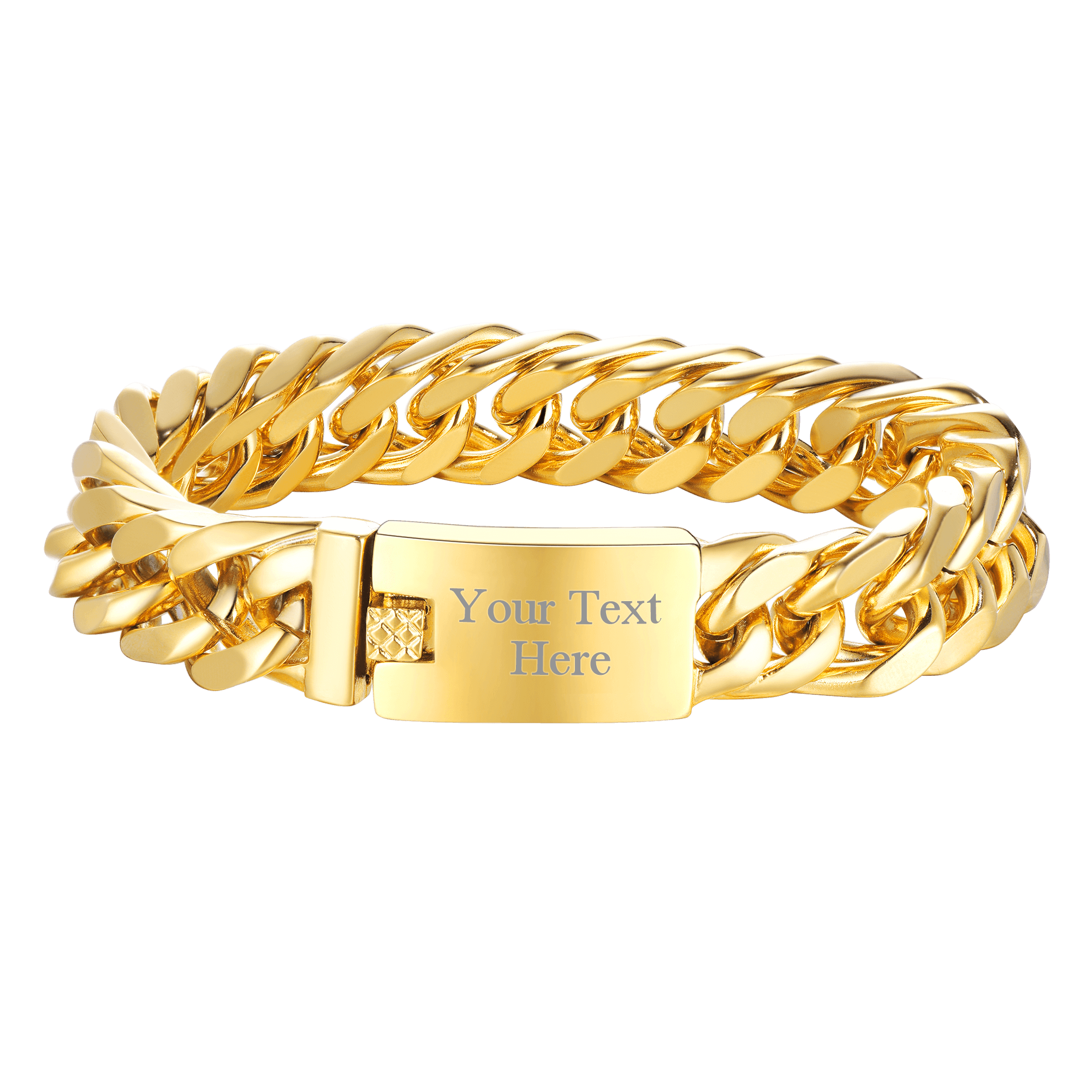 FaithHeart Custom ID Miami Cuban Link Chain Bracelet For Men FaithHeart