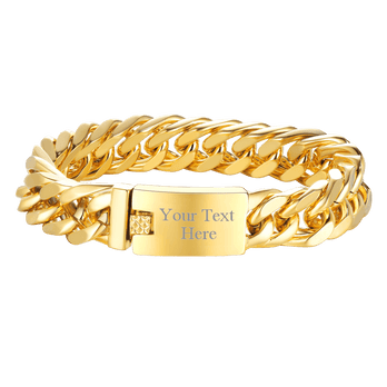 FaithHeart Custom ID Miami Cuban Link Chain Bracelet For Men FaithHeart