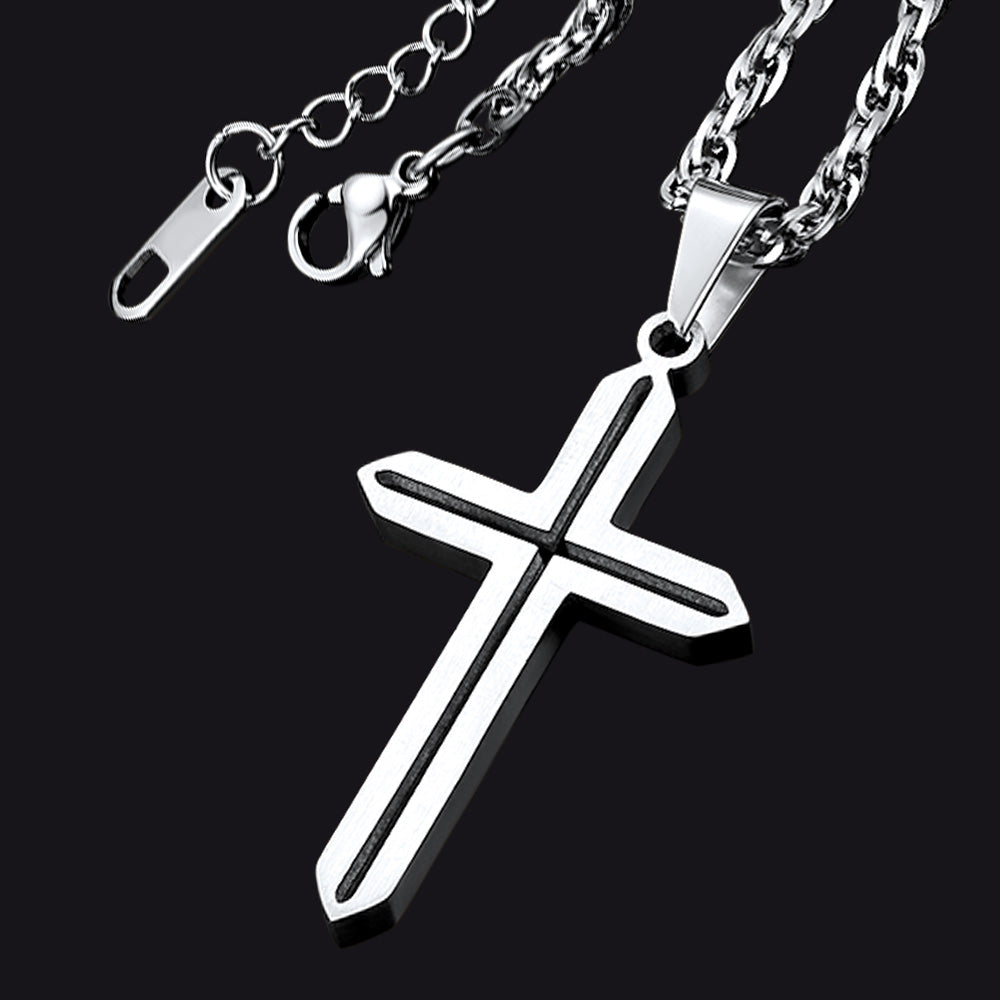 FaithHeart Minimalist Simple Cross Necklace For Men FaithHeart