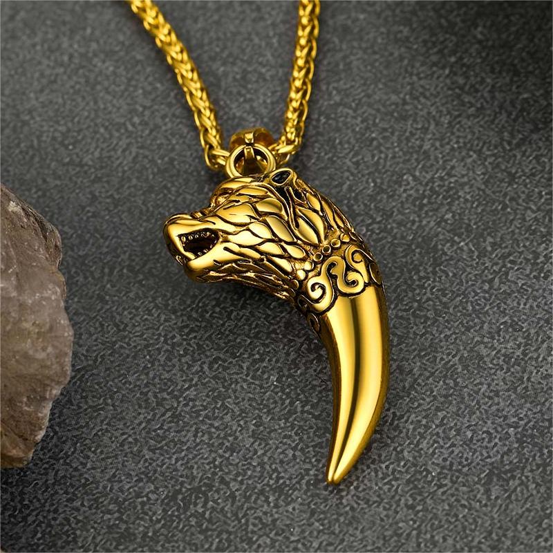 FaithHeart Viking Wolf Tooth Necklace For Men FaithHeart